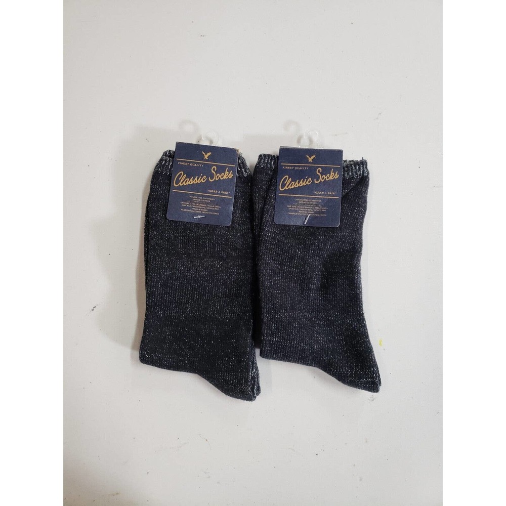 Classic Socks Mens One Size Black 2-Pack‎ Stretch Cotton Blend Casual Crew NWT